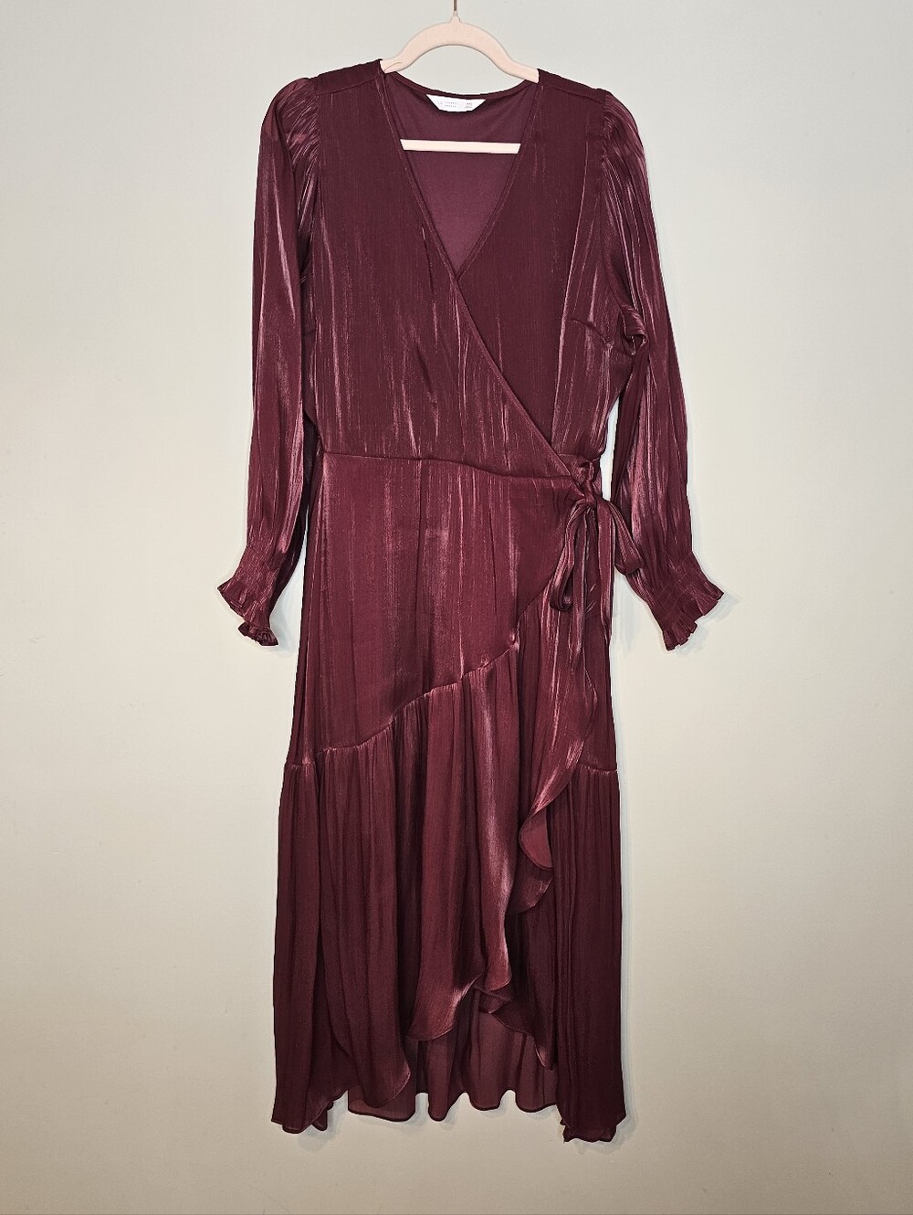 Lauren Conrad Semi Formal Maxi Wrap Dress XXL Red Long Sleeve Wedding Guest